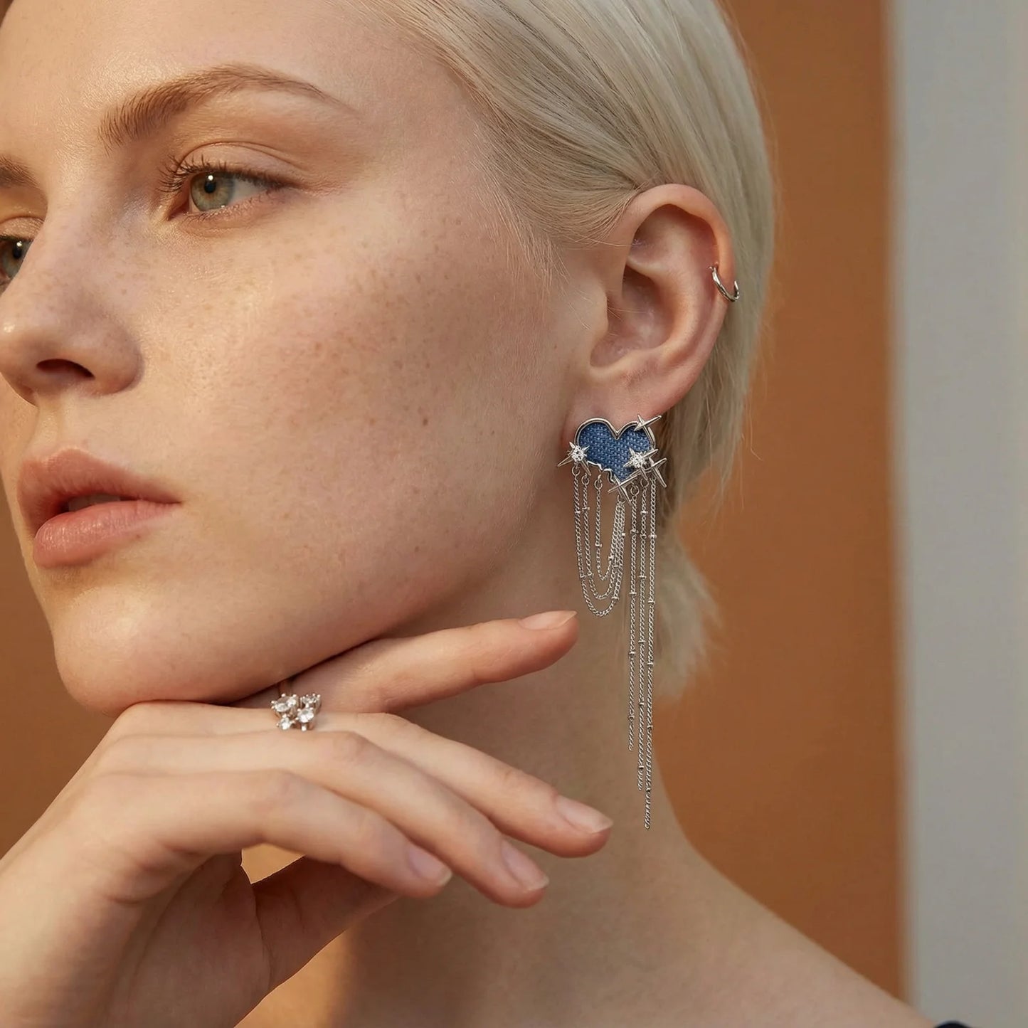 Boucles d'Oreilles Cœur Pluie d'Étoiles