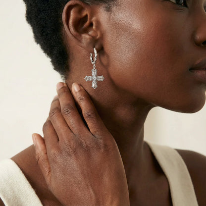 Divine Cross Drop Earrings