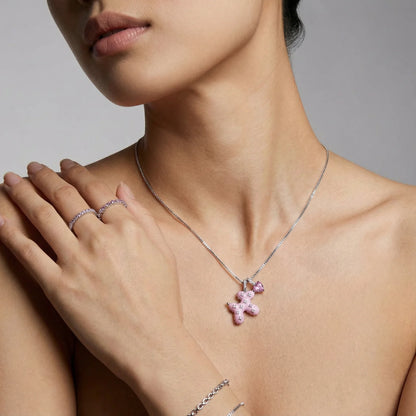 Collier Cœur Croix Rose