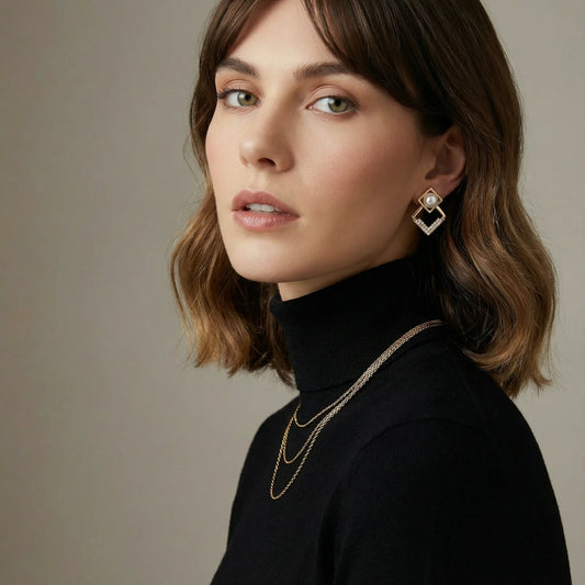 Boucles d'Oreilles Géométrie Perle