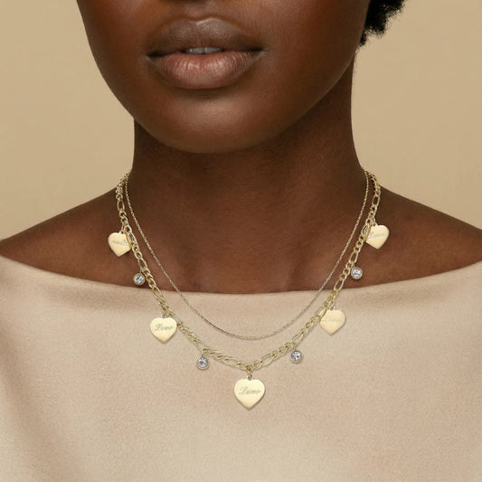 Ensemble Colliers Superposés Cœur Amore