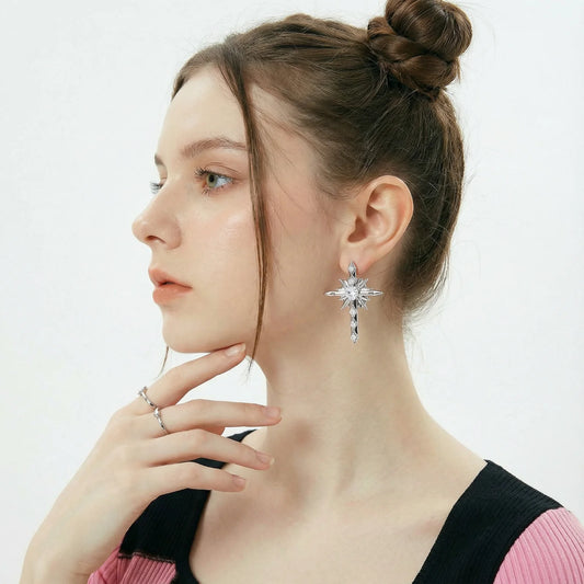 Boucles d'Oreilles Croix Céleste