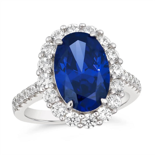Bague Halo Saphir Royal  4 Carats