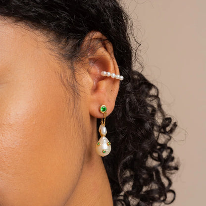 Boucles d'Oreilles Gouttelettes en Perle Baroque et Or