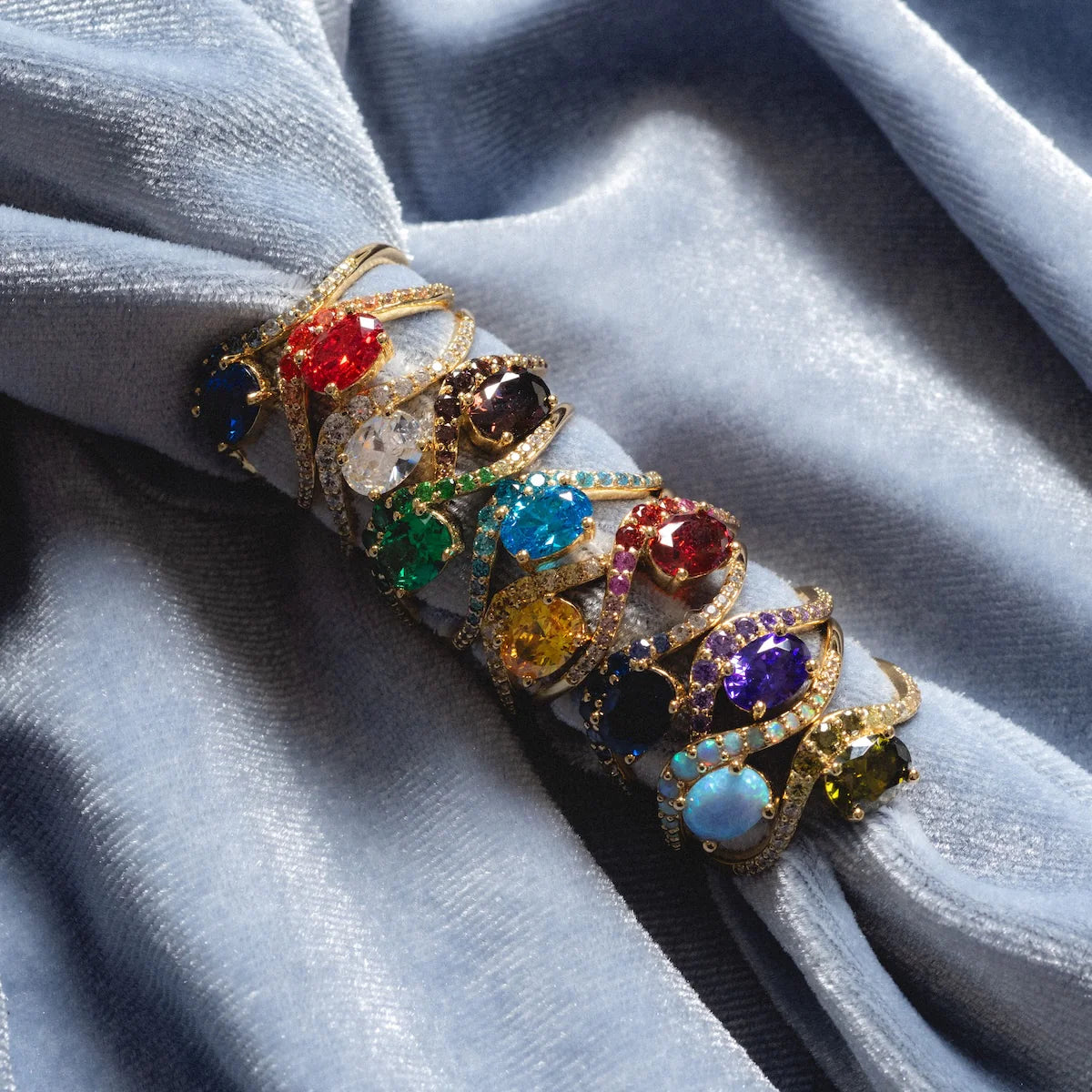 Bague Pierre de Naissance Flottante Plaqué Or 14K Bague Fine Colorée Femme Élégante